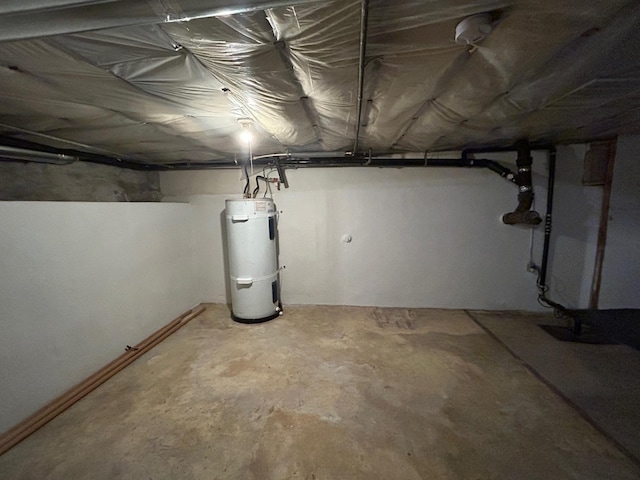 unfinished basement with water heater