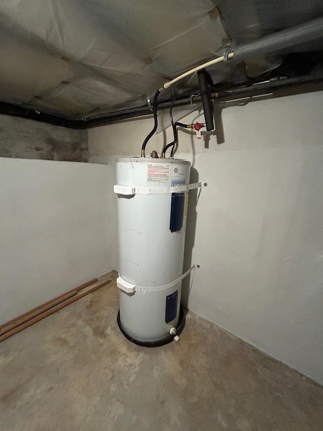 utility room featuring strapped water heater