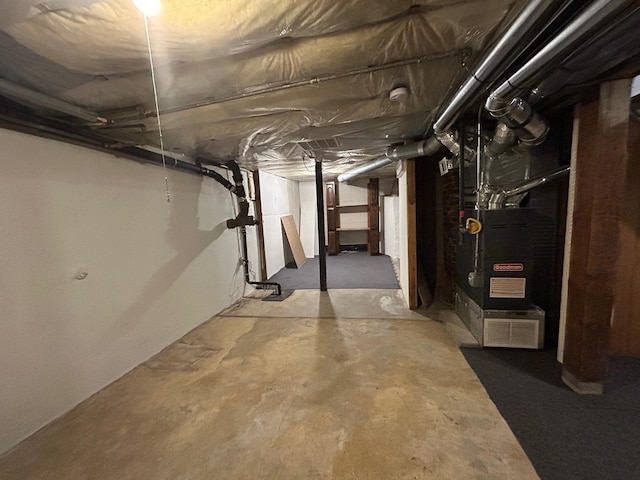 view of unfinished basement