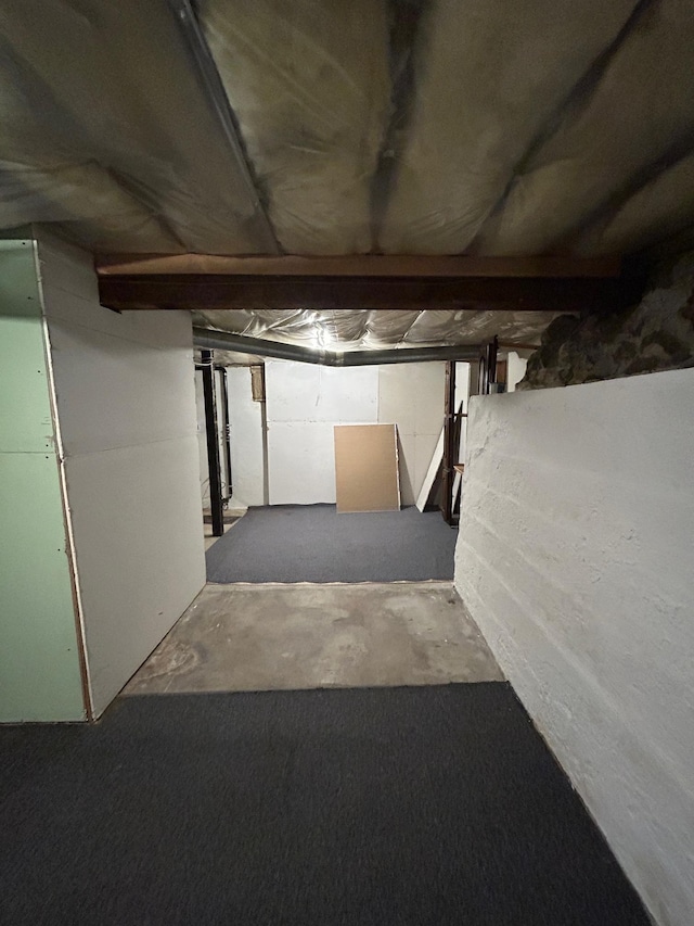 view of unfinished basement