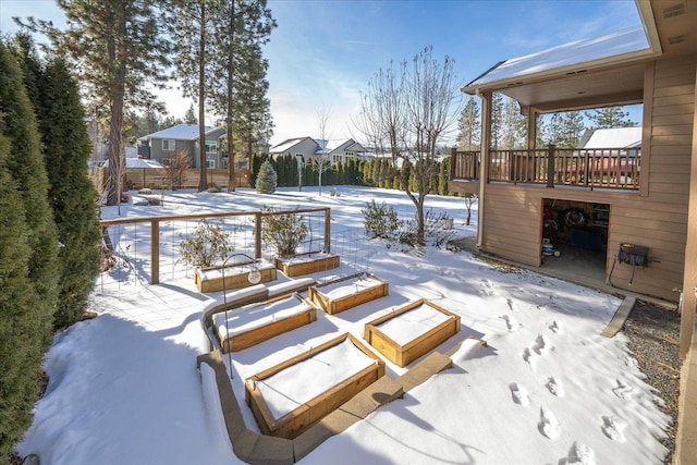 view of snow covered patio