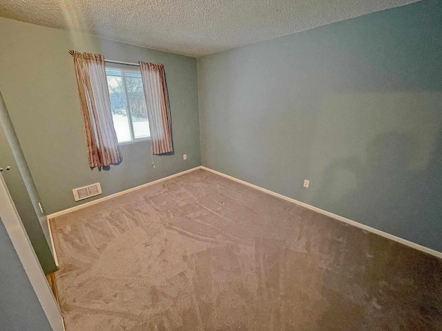 spare room with carpet flooring and a textured ceiling