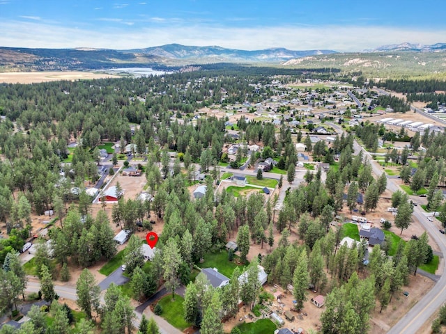 birds eye view of property with a mountain view