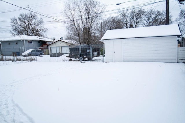 view of yard covered in snow