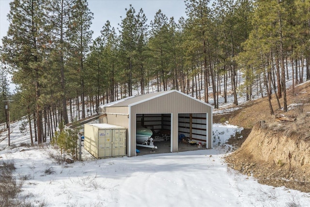 view of snow covered structure