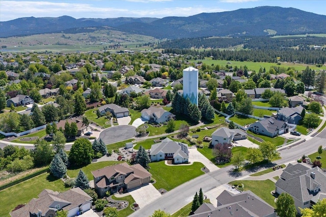 aerial view with a mountain view