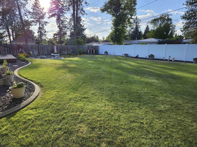 view of yard featuring a fenced backyard