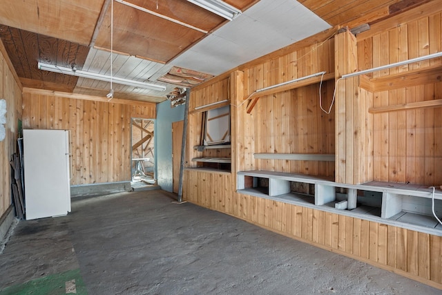 interior space with wood walls and wood ceiling