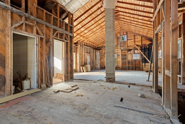 miscellaneous room with lofted ceiling