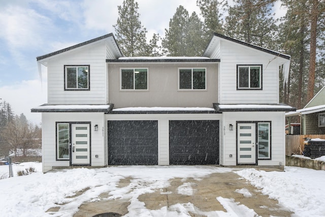 contemporary home with an attached garage