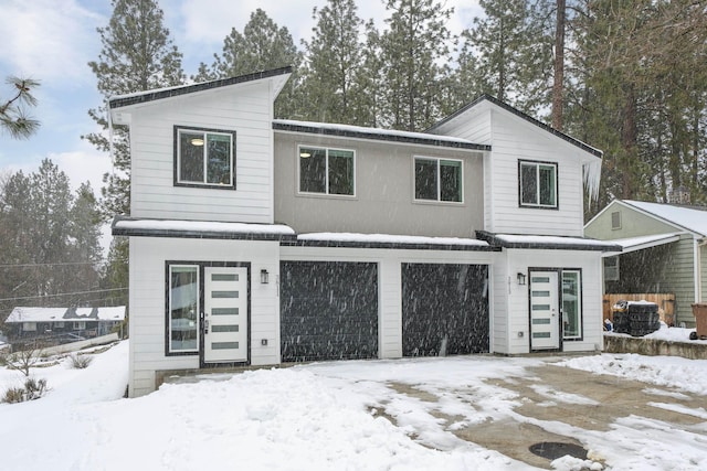 contemporary house with an attached garage