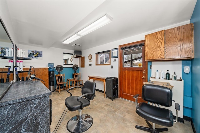 office area featuring baseboards