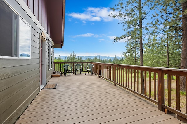 deck with a mountain view