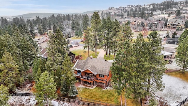 aerial view with a residential view and a water view