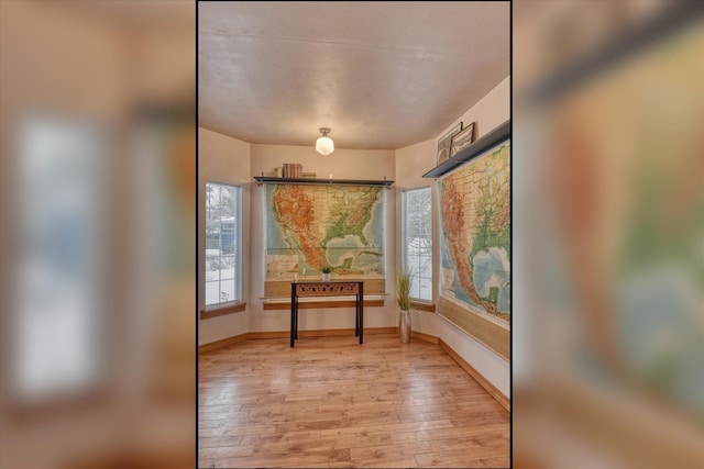 dining area featuring baseboards and light wood-style floors