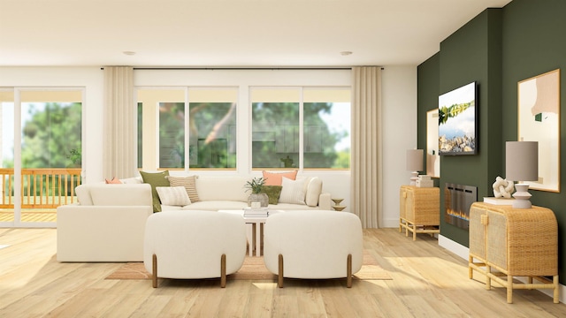 living area featuring light wood-style floors