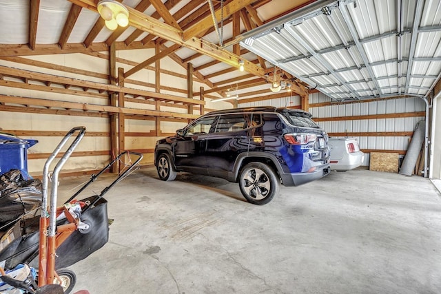 garage featuring metal wall