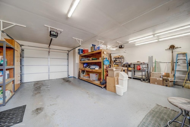 garage with a garage door opener