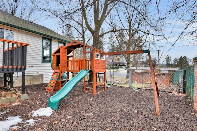 view of playground with fence