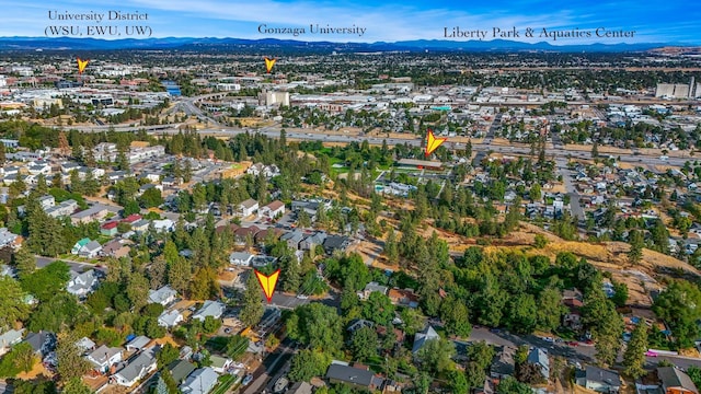 bird's eye view with a mountain view