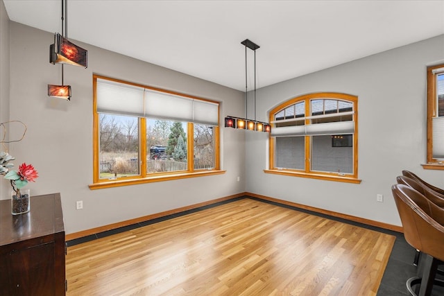 interior space featuring baseboards and wood finished floors