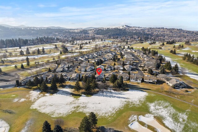 birds eye view of property with a residential view and a mountain view