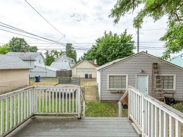 deck featuring a garage