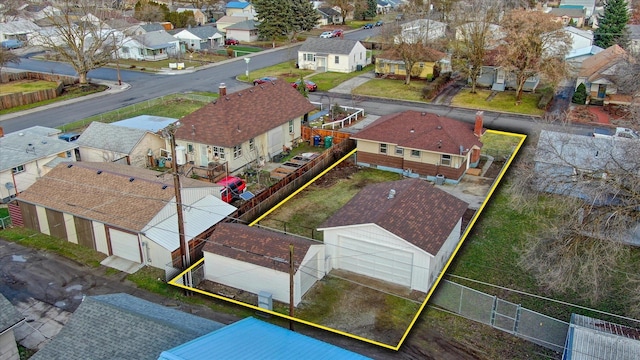 bird's eye view with a residential view