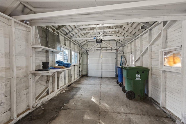 garage with a garage door opener