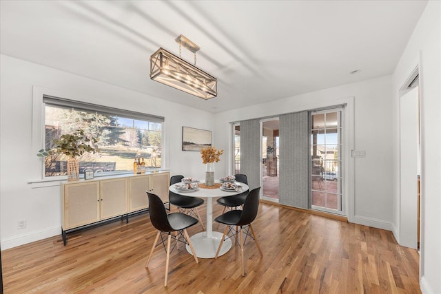 dining room featuring baseboards and wood finished floors