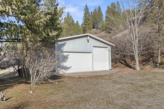 view of detached garage