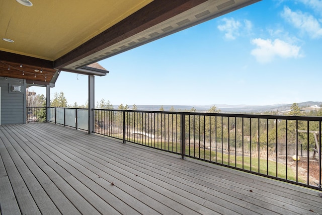 deck featuring a mountain view