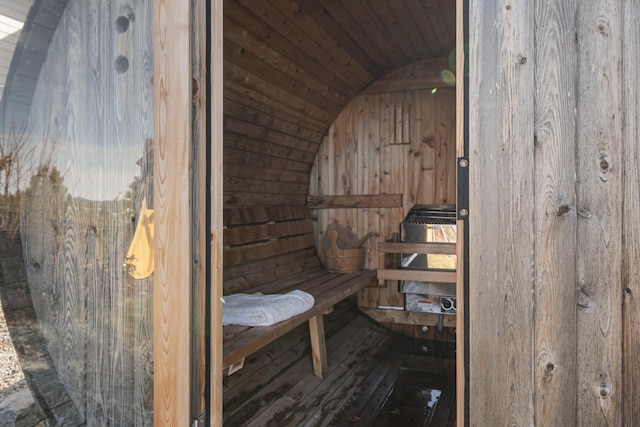 view of sauna