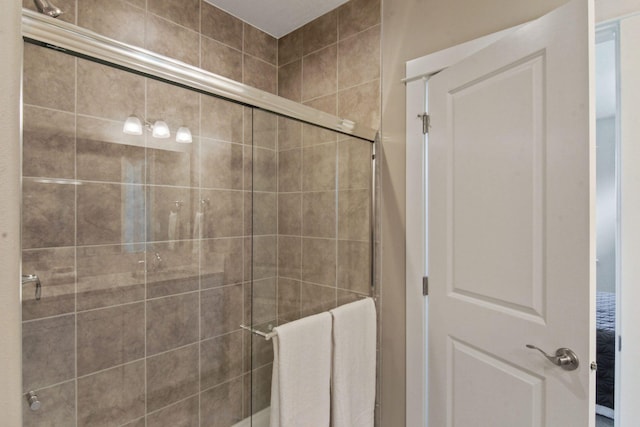 bathroom featuring a stall shower