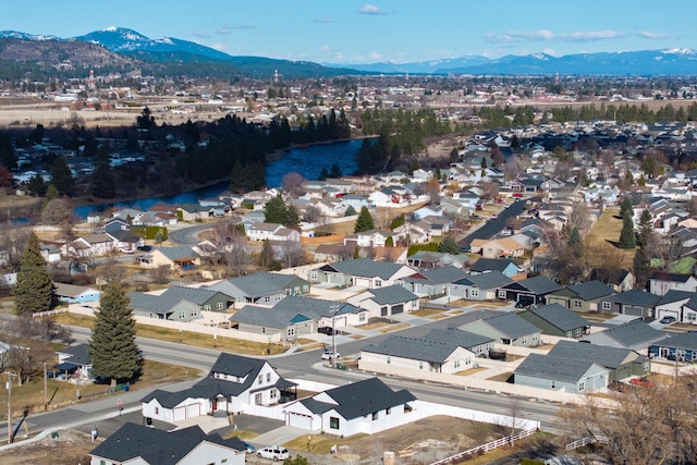 aerial view with a residential view and a mountain view