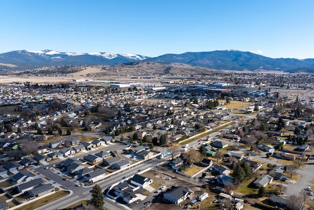 aerial view with a residential view and a mountain view