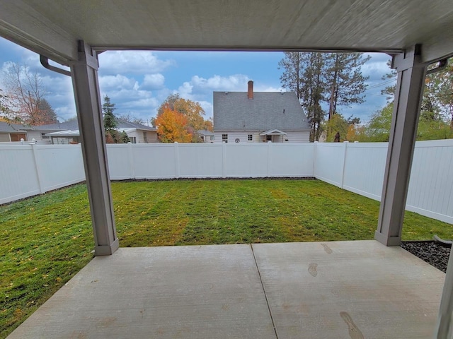 view of yard with a patio and a fenced backyard