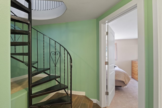 3917 N Deer Lake Rd, Loon Lake, WA 99148 - staircase with baseboards