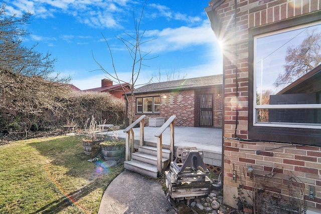 view of yard with a wooden deck