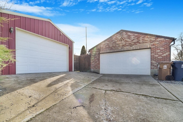 detached garage with fence