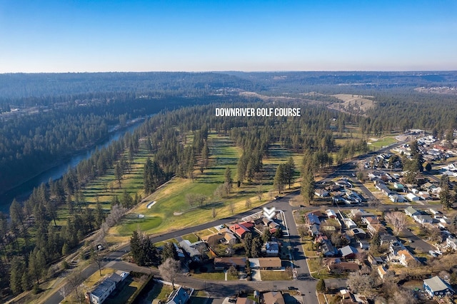 birds eye view of property with a forest view