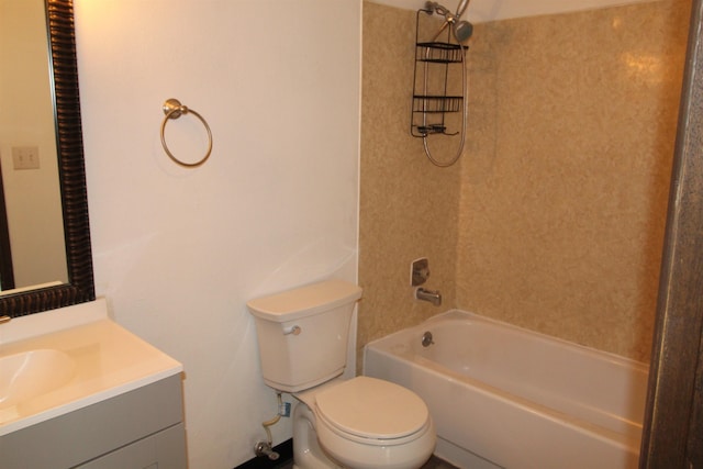 bathroom with toilet, shower / washtub combination, and vanity