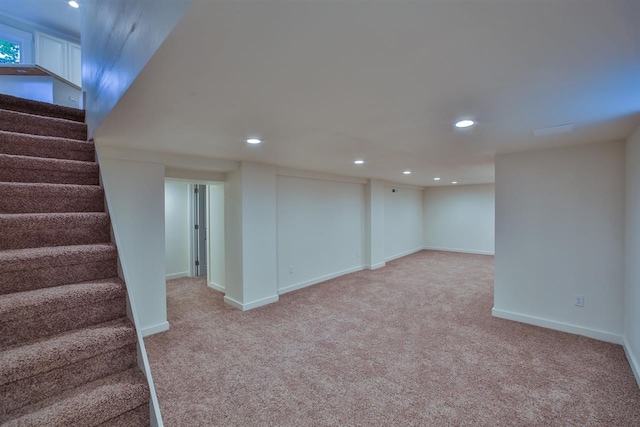 2508 S Grand Blvd, Spokane, WA 99203 - finished basement with stairway, recessed lighting, carpet flooring, and baseboards