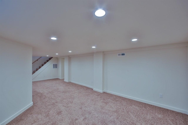 2508 S Grand Blvd, Spokane, WA 99203 - finished below grade area featuring carpet flooring, recessed lighting, baseboards, and stairway
