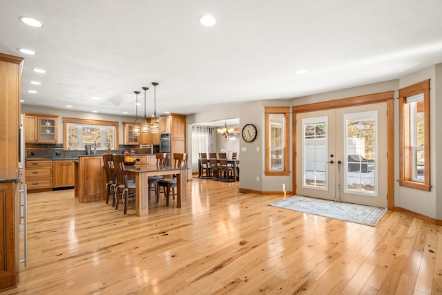 interior space featuring recessed lighting and light wood-style floors