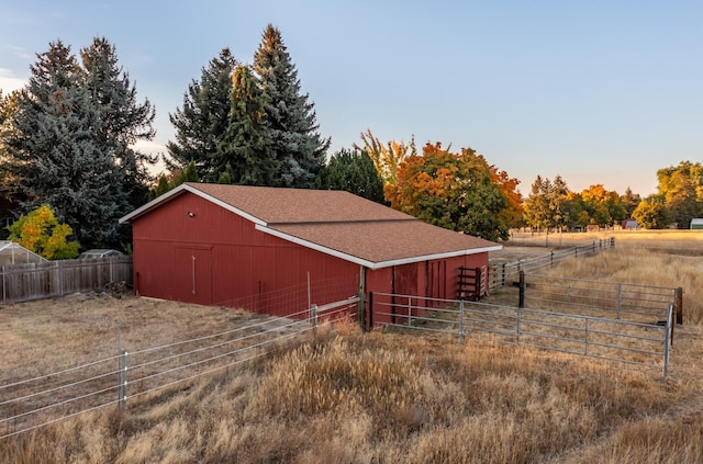 outdoor structure at dusk with an exterior structure and an outdoor structure