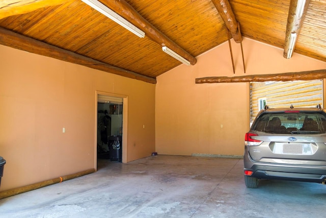 garage with wooden ceiling