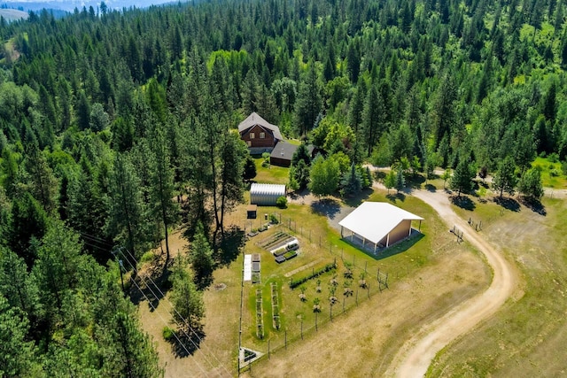 aerial view with a forest view