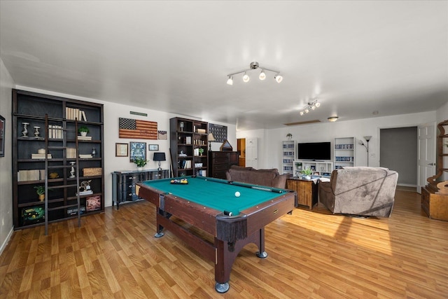 recreation room featuring pool table and wood finished floors