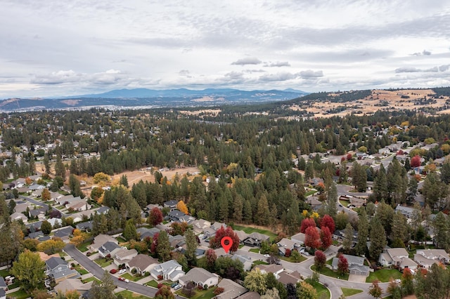 birds eye view of property featuring a residential view and a mountain view
